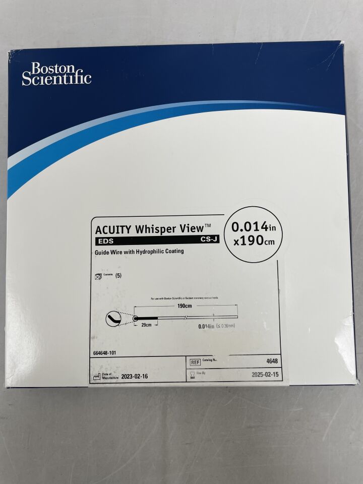 4648 - BOSTON SCIENTIFIC - ACUITY Whisper View Guidewire with Hydrophilic Coating - EDS, CS-J - .014" x 190cm, (BX/5) - ( Expiry Date: 2025-02-15 )