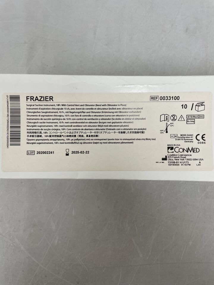 33100 - CONMED - Baron Frazier Suction Instrument, 10F w/Vent, (BX/10) - ( Expiry Date: 2025-02-22 )