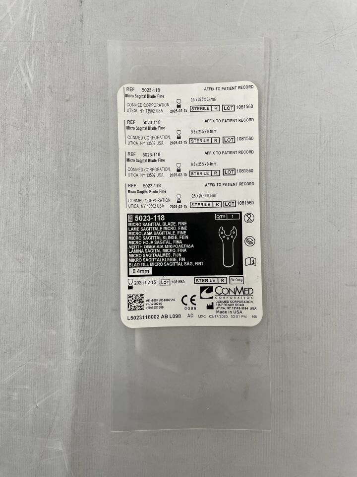5023-118 - CONMED - Micro Sagittal Blade, Fine 9.5mm x 25.5mm x 0.4mm, (EA) - ( Expiry Date: 2025-02-15 )