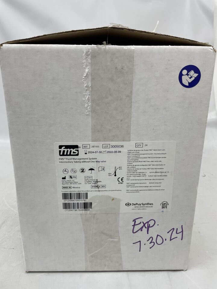 281103 - DEPUY - FMS Intermediary Tubing Without One-Way Valve, Disposable, (BX/24) - ( Expiry Date: 2024-07-30 )