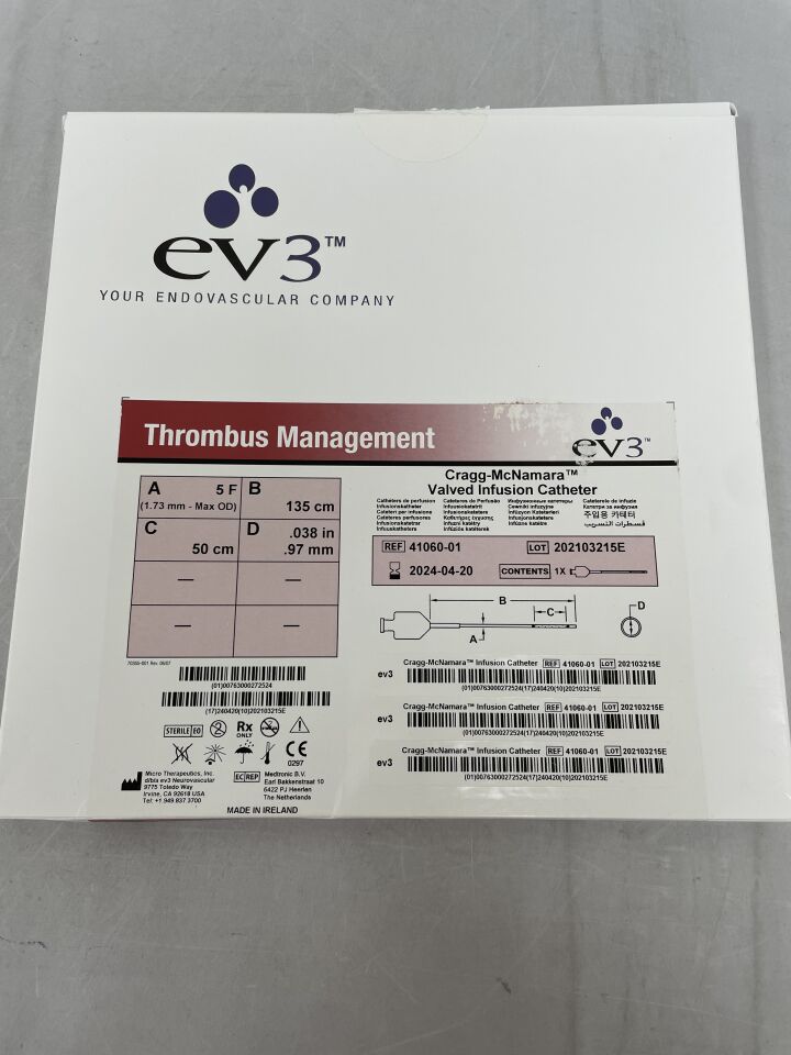 41060-01 - EV3 - ev3 Cragg-McNamara Valved Infusion Catheter 5F x 135cm x 50cm, (BX/1) - ( Expiry Date: 2024-04-20 )