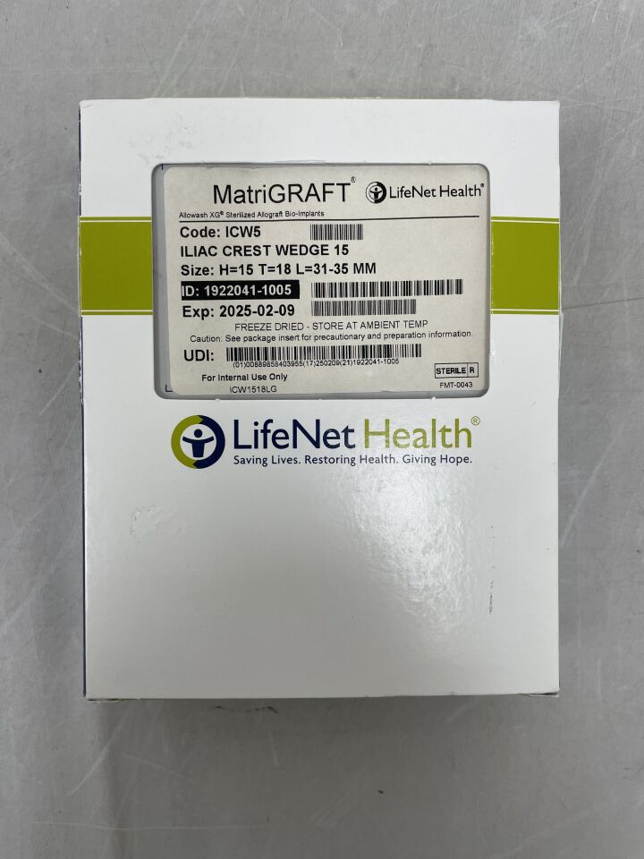 ICW5 - LIFENET HEALTH - MatriGraft Iliac Crest Wedge 15, (BX/1) - ( Expiry Date: 2025-02-09 )
