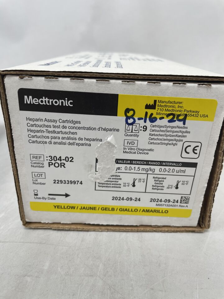 304-02POR - MEDTRONIC - Heparin Assay Cartridges Yellow, () - ( Expiry Date: 2024-09-24 )