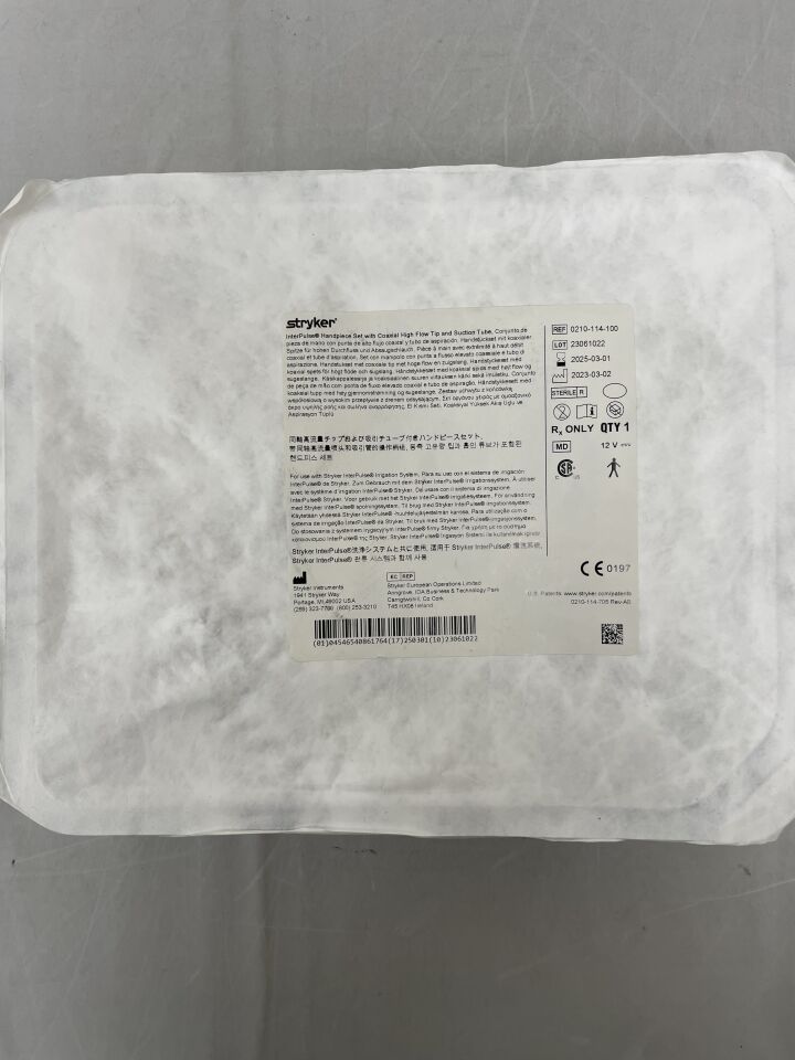 0210-114-100 - STRYKER - InterPulse Handpiece Set with Coaxial High Flow Tip and Suction Tube, (EA) - ( Expiry Date: 2025-03-01 )