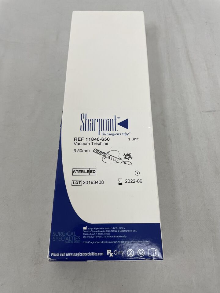11840-650 - SURGICAL SPECIALTIES - trephine, vacuum, 6.50mm , (BX/1) - ( Expiry Date: 2024-02-17 )