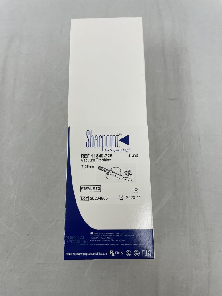 11840-725 - SURGICAL SPECIALTIES - Sharpoint Vacuum Trephine, 7.25mm, (BX/1) - ( Expiry Date: 2023-11-01 )