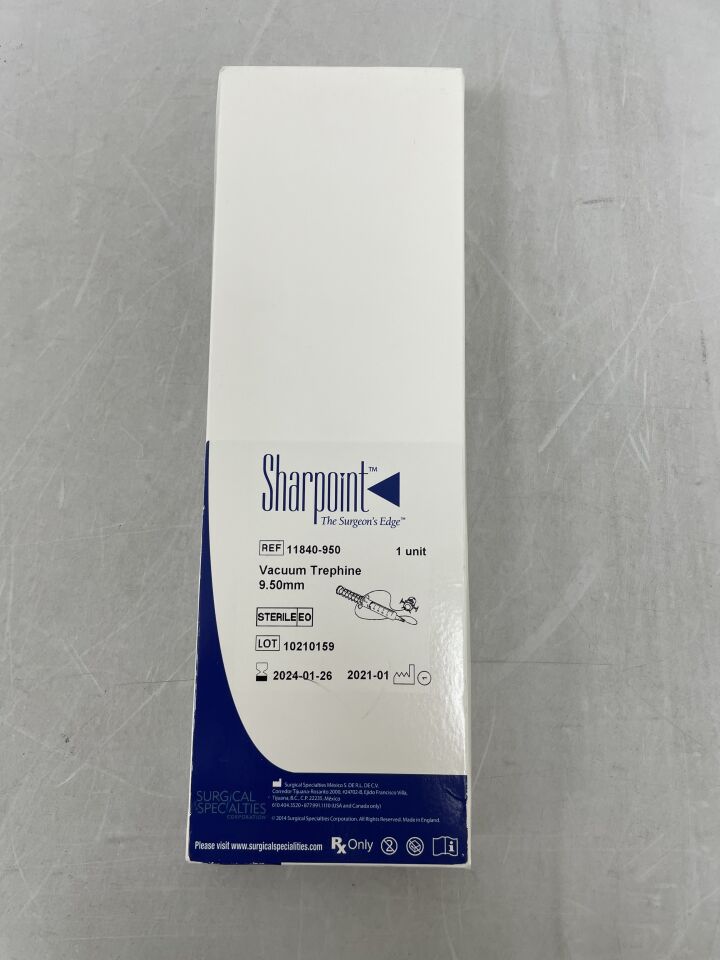 11840-950 - SURGICAL SPECIALTIES - Sharpoint Trephine, 9.50mm, (BX/1) - ( Expiry Date: 2024-01-26 )