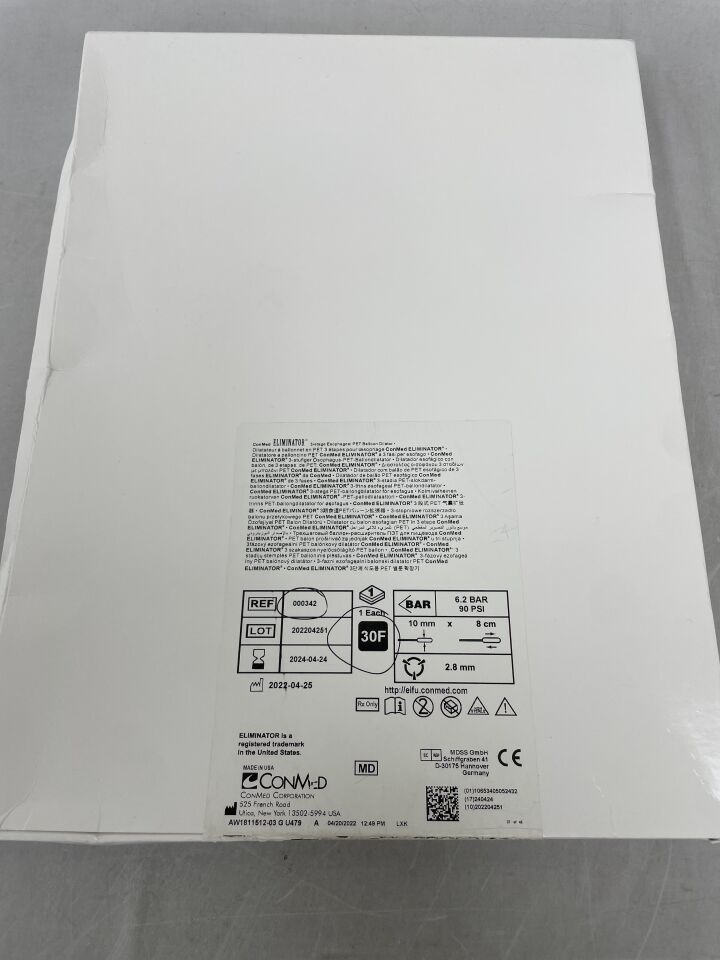 342 - CONMED - Eliminator PET Esophageal Balloon Dilator, 30F, (BX/1) - ( Expiry Date: 2024-04-24 )