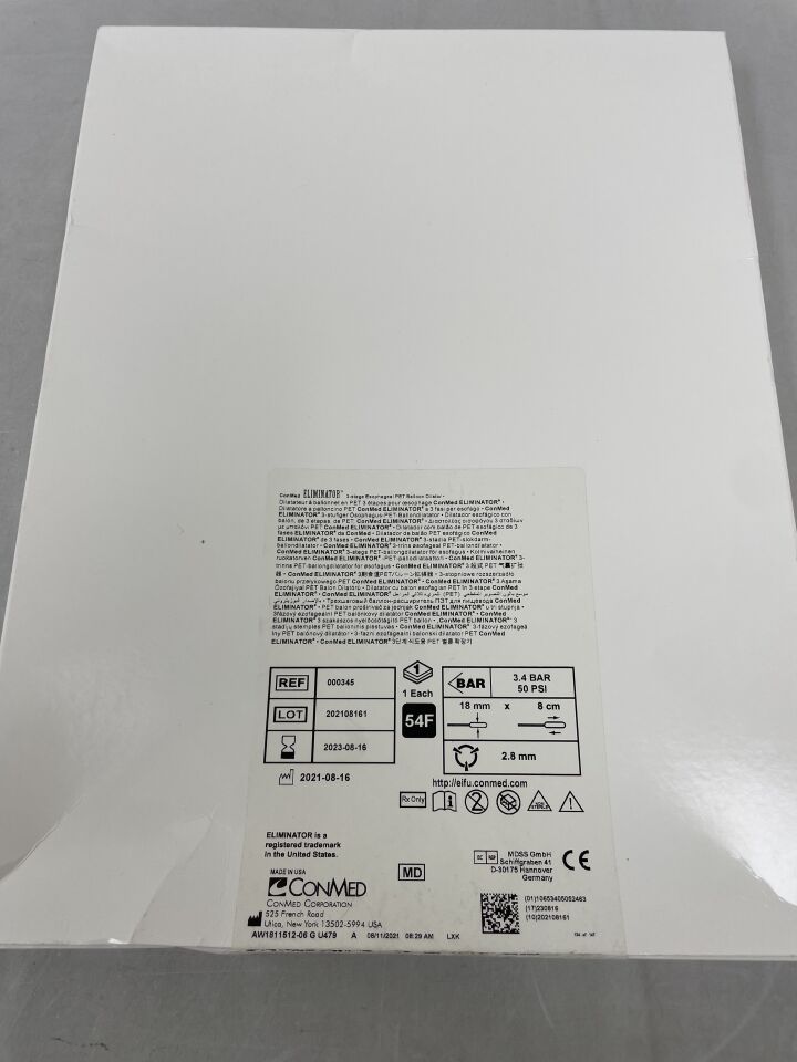 345 - CONMED - Eliminator PET Esophageal Balloon Dilator, 54F, (BX/1) - ( Expiry Date: 2023-08-16 )
