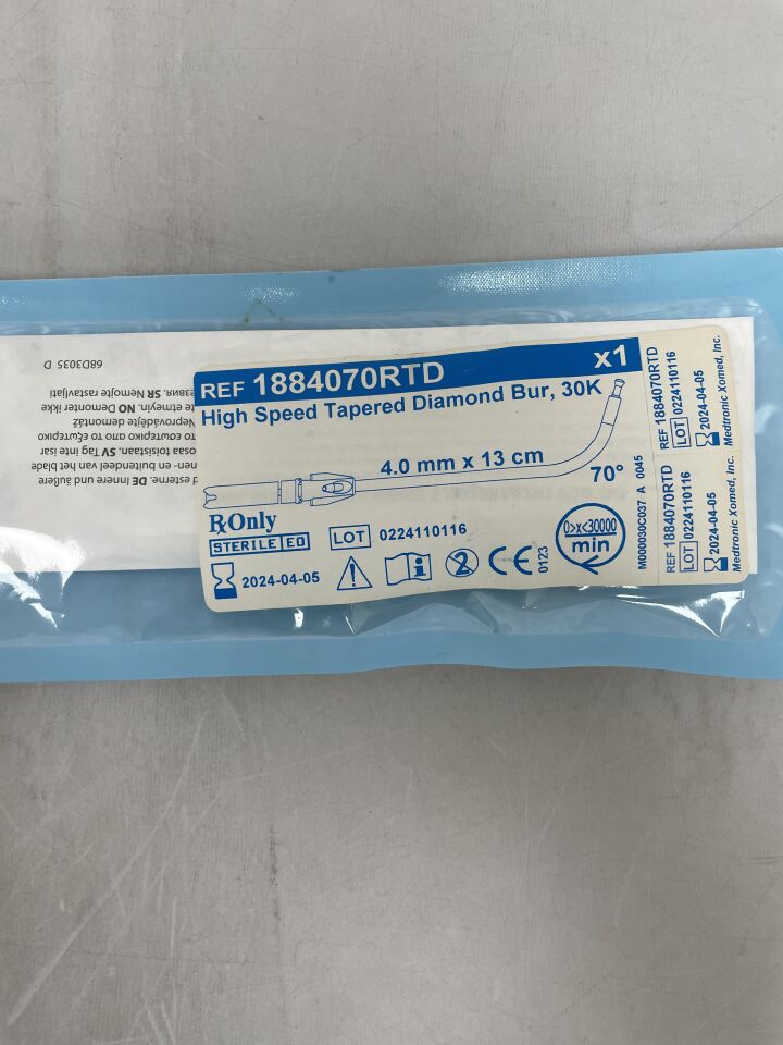 1884070RTD - MEDTRONIC - High Speed Tapered Diamond Bur, 30K, 4mm X 13cm, (EA) - ( Expiry Date: 2024-04-05 )