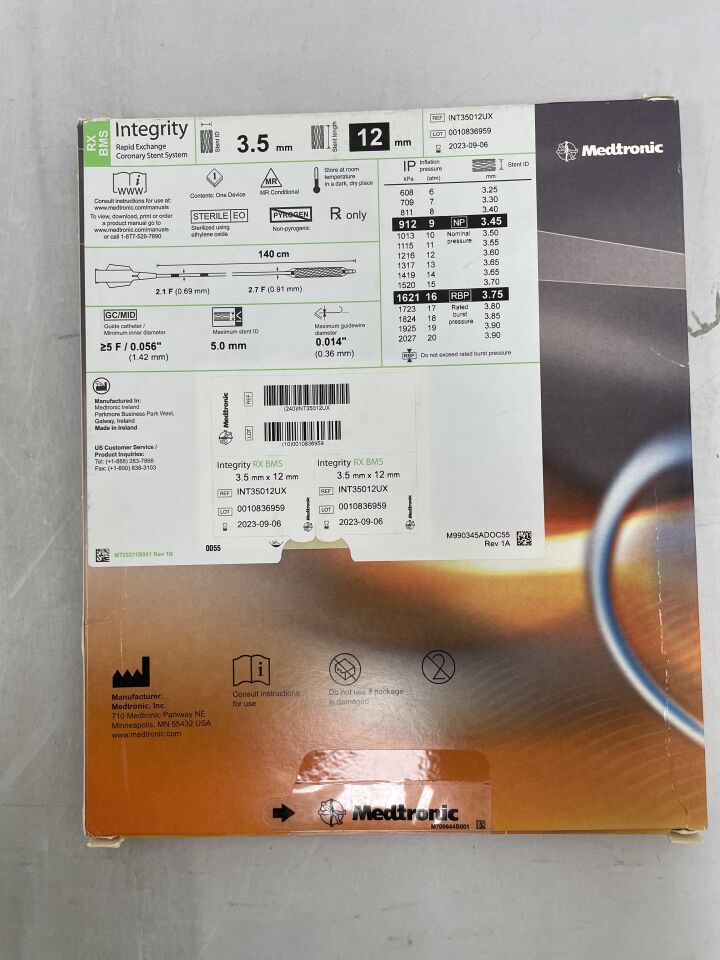 INT35012UX - MEDTRONIC - Integrity RX BMS Coronary Stent System - 3.5mm x 12mm, (BX/1) - ( Expiry Date: 2023-09-06 )