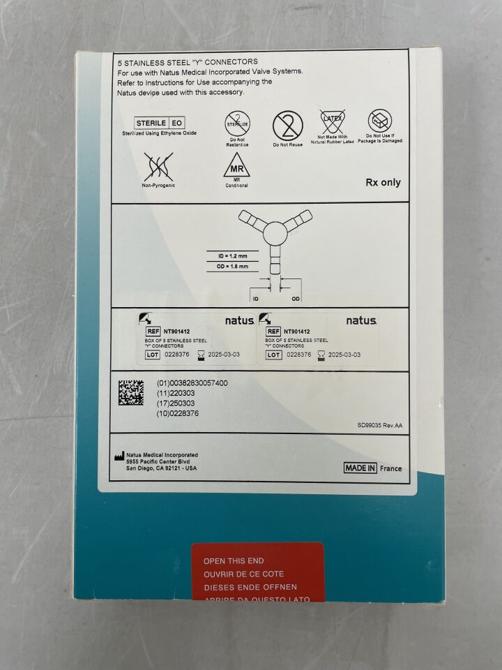 NT901412 - NATUS - Stainless Steel Y Connector, (BX/5) - ( Expiry Date: 2025-03-03 )