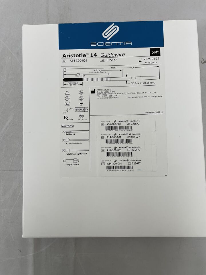 A14-300-001 - SCIENTIA - Aristotle Guidewire, Soft, Exchange 0.014" x 300cm, (BX/1) - ( Expiry Date: 2025-01-31 )