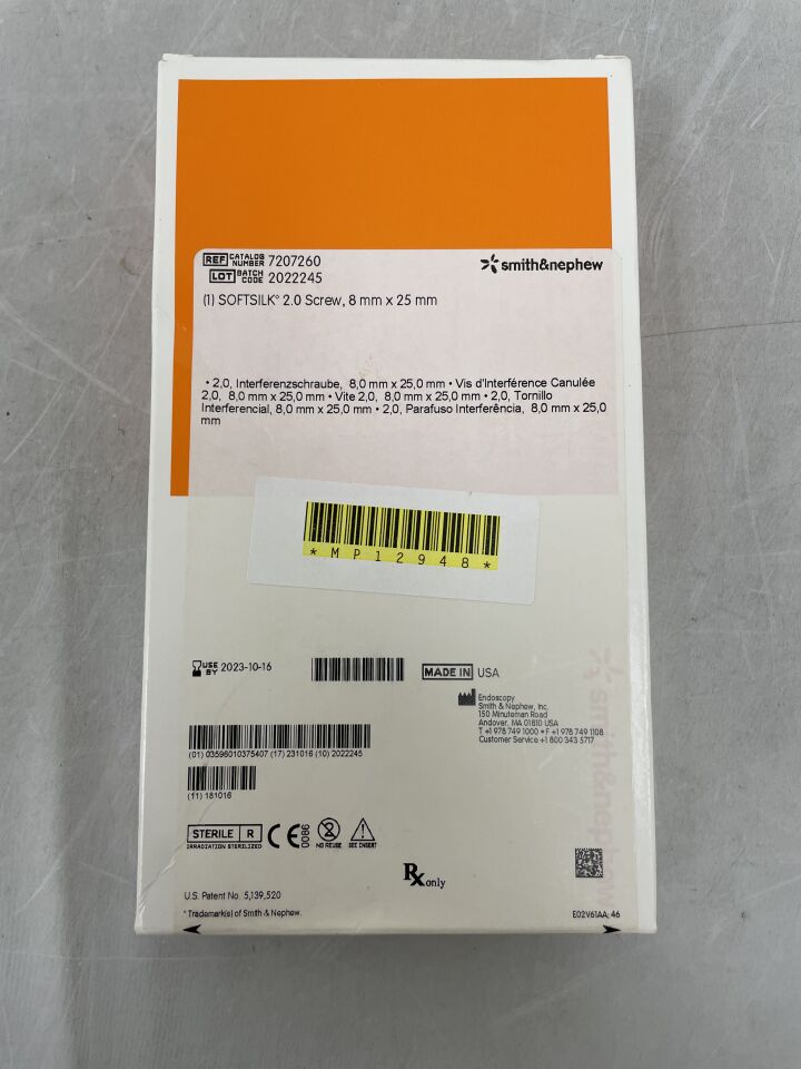 7207260 - SMITH & NEPHEW - Softsilk Fixation Screw, 8 x 25mm , (BX/1) - ( Expiry Date: 2023-10-16 )