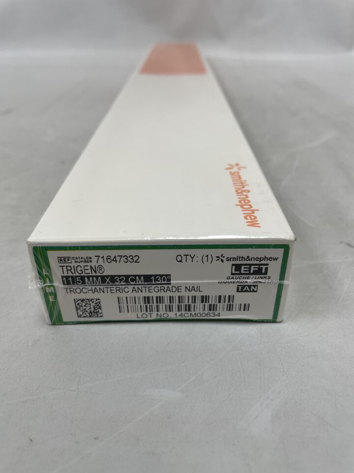 71634332 - SMITH & NEPHEW - Trigen Trochanteric Antegrade Nail, 11.5mm x 32cm, 130 Degree, Left, (BX/1) - ( Expiry Date: 2024-03-01 )