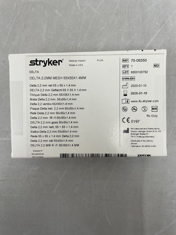 70-06350 - STRYKER - delta 2.2mm panel 55x55x1.4mm, (BX/1) - ( Expiry Date: 2025-01-10 )