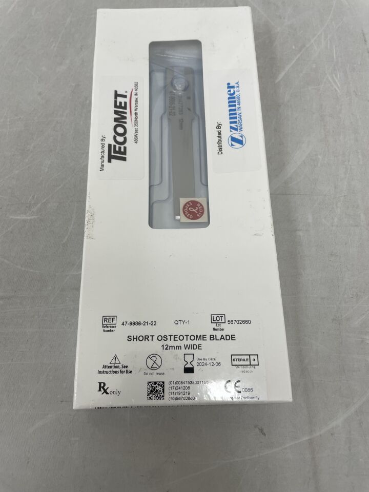 47-9986-21-22 - ZIMMER - Short Osteotome Blade, 12mm Wide, (BX/1) - ( Expiry Date: 2024-12-06 )