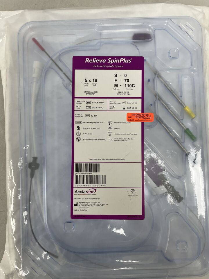 RSP0516MFS - ACCLARENT - Relieva Spinplus Balloon Sinuplasty System, 5 dia. x 16 mm Length, (EA) - ( Expiry Date: 2025-03-02 )