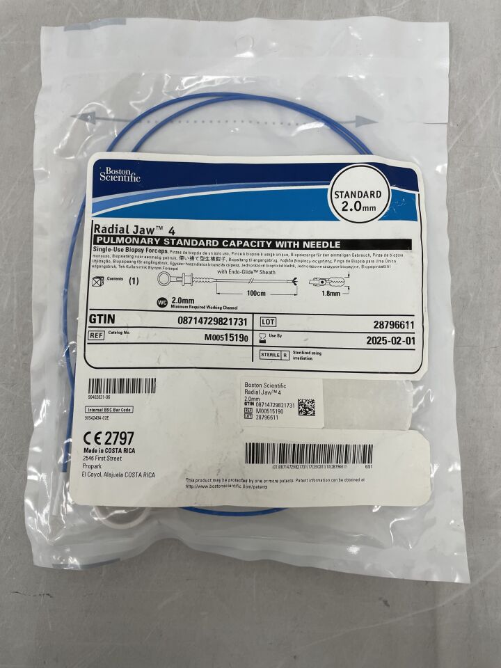 1519 - BOSTON SCIENTIFIC - Radial Jaw 4 Single-Use Biopsy Forceps - Pulmonary Standard Capacity with Needle - 2.0mm x 100cm, () - ( Expiry Date: 2025-02-01 )