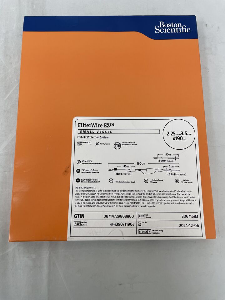 39071190 - BOSTON SCIENTIFIC - FilterWire EZ Embolic Protection System - Small Vessel - 2.25mm-3.5mm x 190cm, (BX/1) - ( Expiry Date: 2024-12-06 )