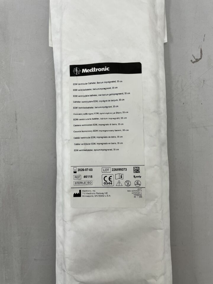 46118 - MEDTRONIC - EDM Ventricular Catheter, Barium Impregnated: 35cm , ( EA ) - ( Expiry Date : 2026-07-03 )