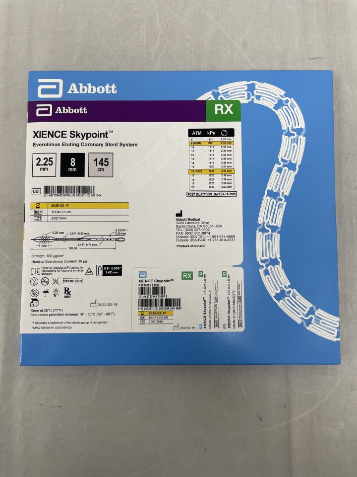 1804225-08 - ABBOTT - Xience Skypoint RX Everolimus Eluting Coronary Stent: 2.25mm x 8mm, 145cm, (BX/1) - ( Expiry Date: 2025-02-17 )