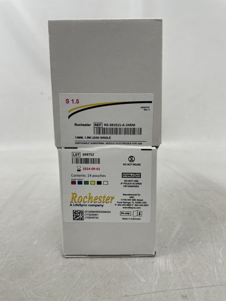NS-S81015-A-24RM - AMC - Horizon SUBDERMAL NEEDLE ELECTRODES: 27 GA., 13 MM NEEDLE, 1.5 M SINGLE LEADWIRE, COLOR GROUP A, (BX/24) - ( Expiry Date: 2024-09-01 )