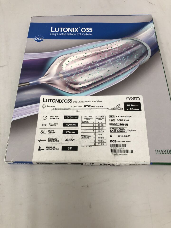 LX35751040V - BARD - Lutonix OTW AV Drug Coated Balloon PTA Catheter, 10mm X 40mm, 75cm, (BX/1) - ( Expiry Date: 2025-02-01 )