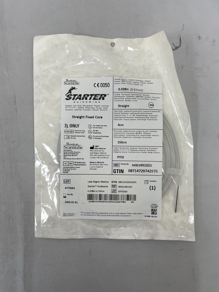 49102 - BOSTON SCIENTIFIC - Starter Guidewire - Straight Fixed Core - .038" x 150cm, (EA) - ( Expiry Date: 2025-01-31 )