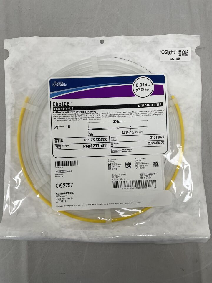 1211601 - BOSTON SCIENTIFIC - ChoICE Guidewire - ICE Hydrophilic Coating - Floppy (LS), Straight Tip - .014" x 300cm, (EA) - ( Expiry Date: 2025-04-27 )