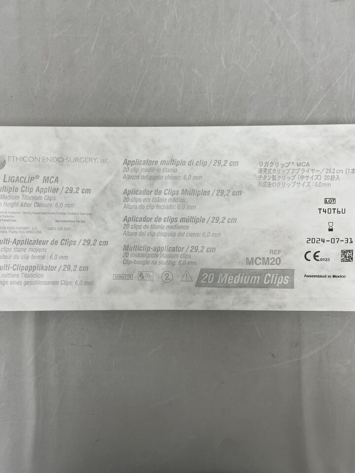 MCM20 - ETHICON - Ligaclip Multiple Clip Applier, Medium, 29.2 cm Length, (EA) - ( Expiry Date: 2024-07-31 )
