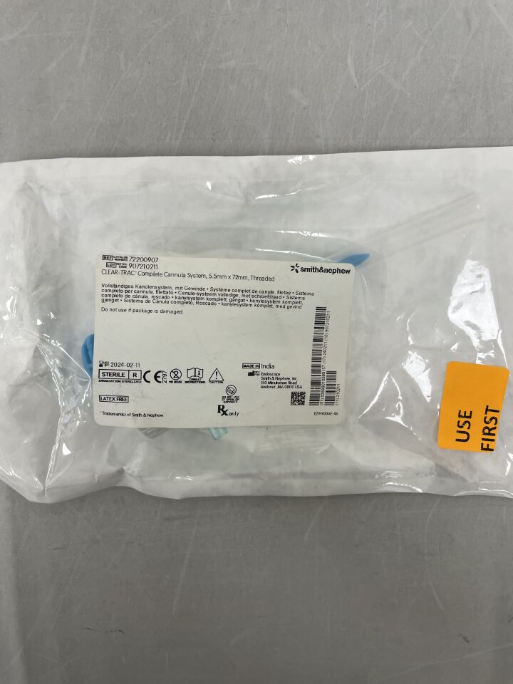 72200907 - SMITH & NEPHEW - Clear-Trac Complete Threaded Cannula and Obturator: 5.5mm x 72mm, (EA) - ( Expiry Date: 2024-02-11 )