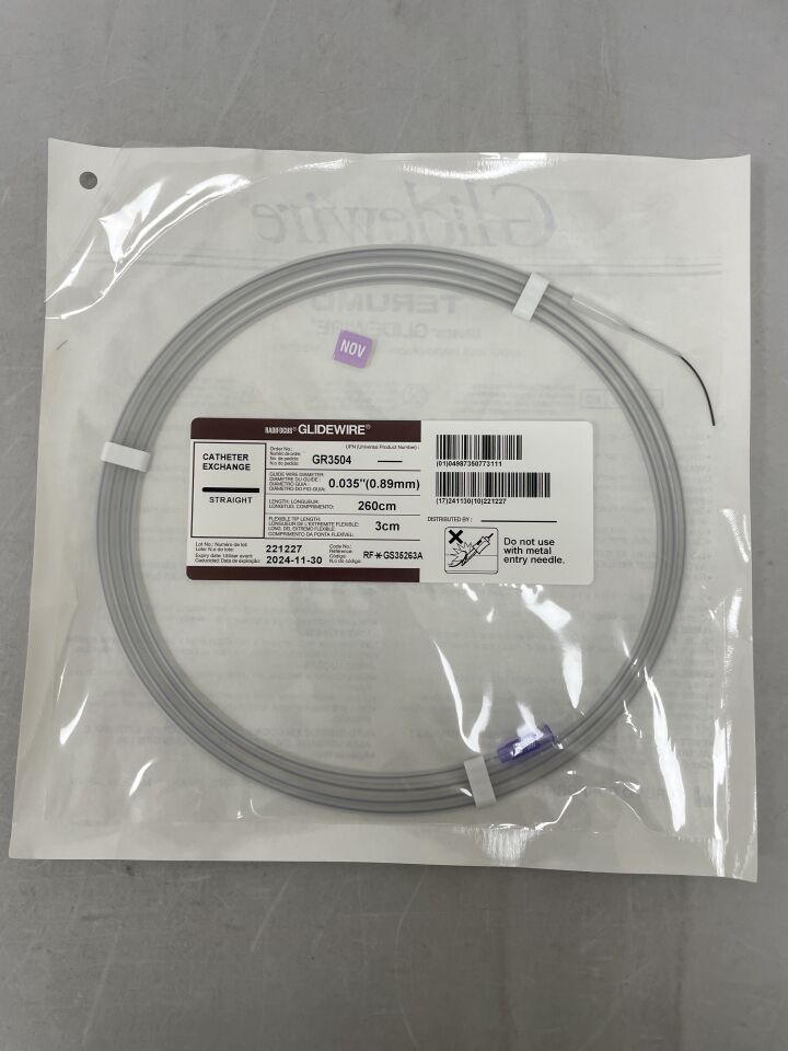 GR3504 - TERUMO - Radifocus Glidewire - Straight - .035" x 260cm x 3cm
, () - ( Expiry Date: 2024-11-30 )
