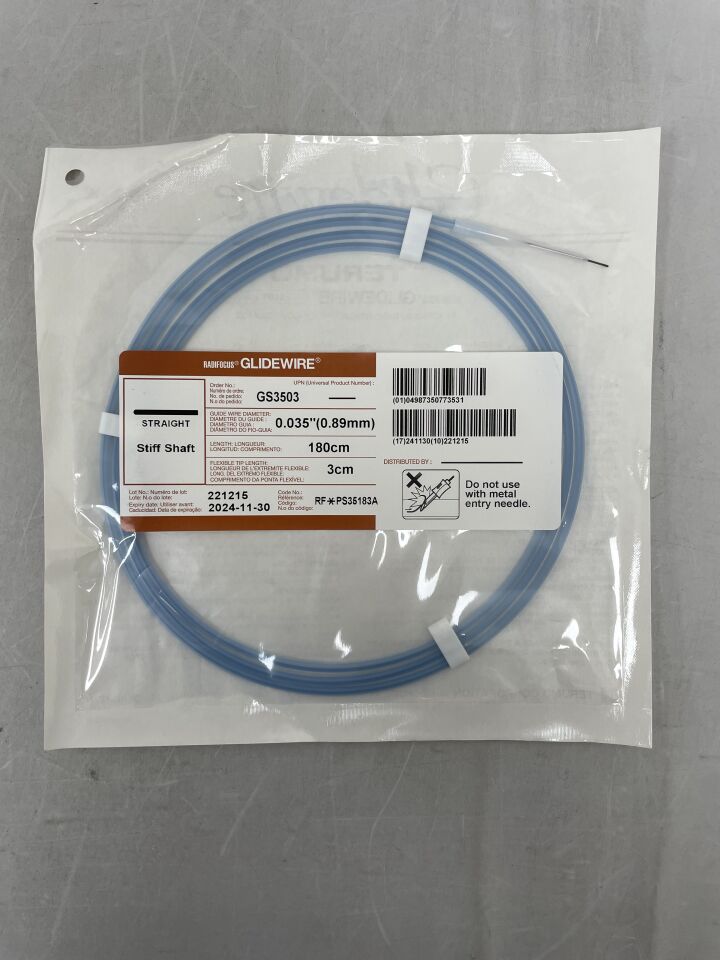 GS3503 - TERUMO - Radifocus Glidewire - Straight Stiff Shaft - .035" x 180cm x 3cm, (EA) - ( Expiry Date: 2024-11-30 )