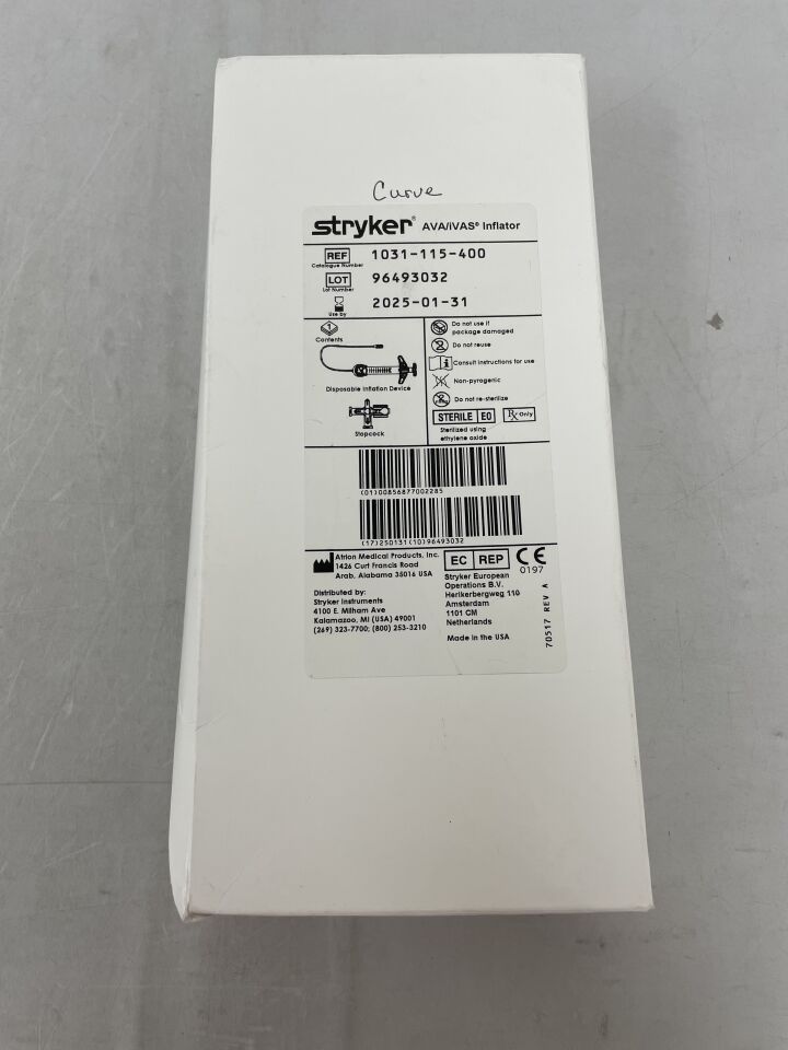 1031-115-400 - STRYKER - AVA/iVAS Disposable Inflator w/Stopcock QL1430, (BX/1) - ( Expiry Date: 2025-01-31 )