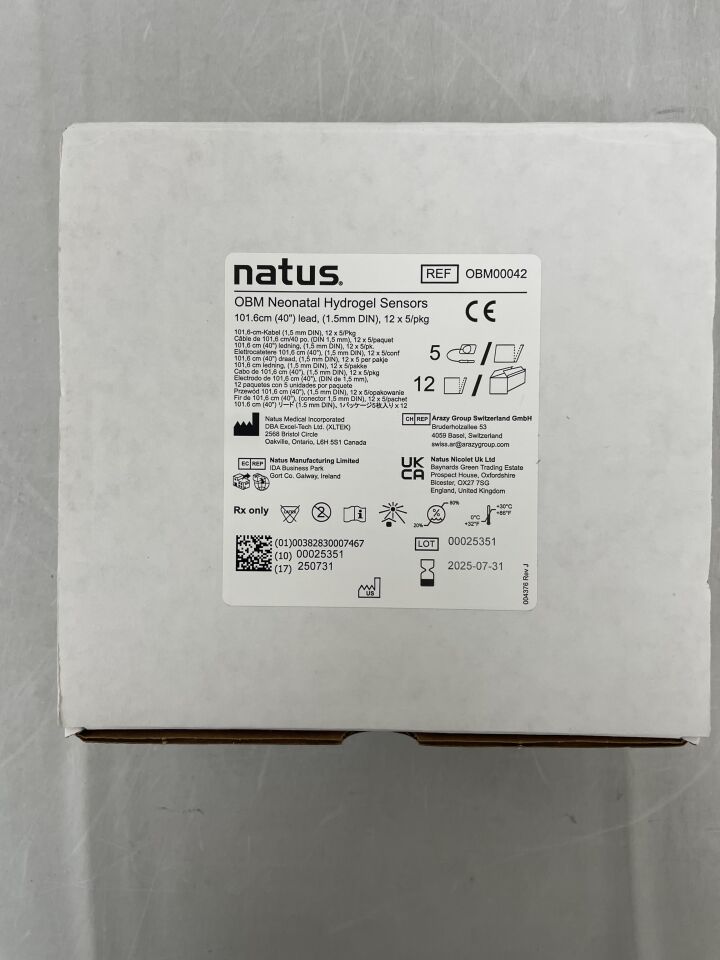 OBM00042 - NATUS - Sensores de hidrogel neonatales (5 por paquete), (Caja de 12) - (Fecha de caducidad: 31/07/2025)
