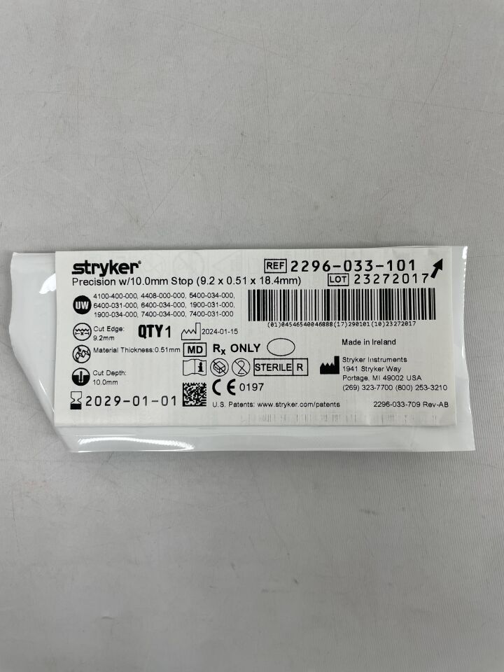 2296-033-101 - STRYKER - blade with 10mm acl stop , ( EA ) - ( Expiry Date : 2029-01-01 )