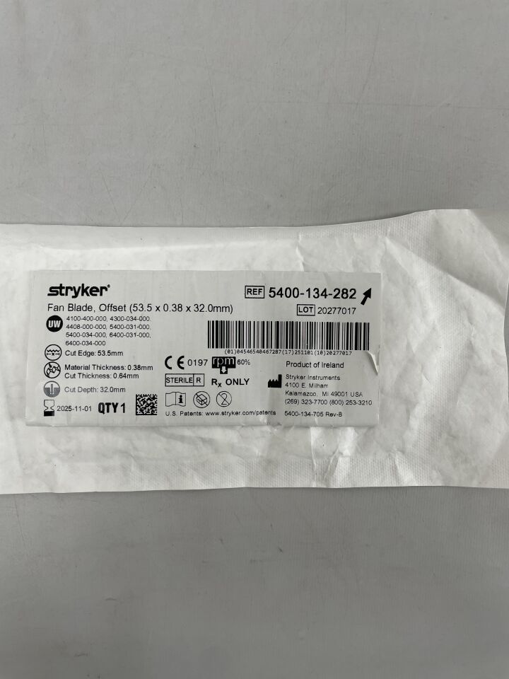 5400-134-282 - STRYKER - core fan blade, coarse, offset 53.5mm x 32mm x 0.38mm , ( EA ) - ( Expiry Date : 2025-11-01 )