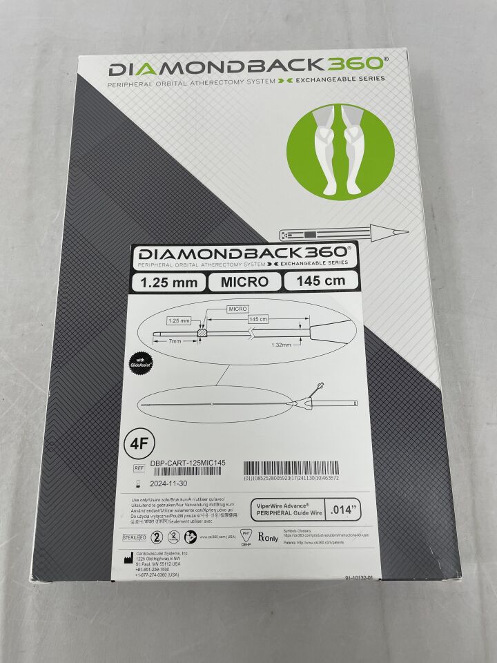 DBP-CART-125MIC145 - CSI - Diamondback 360 Peripheral Orbital Atherectomy Cartridge, Exchangeable Series, 1.25mm, 145cm, Micro, 4F, () - ( Expiry Date: 2024-11-30 )