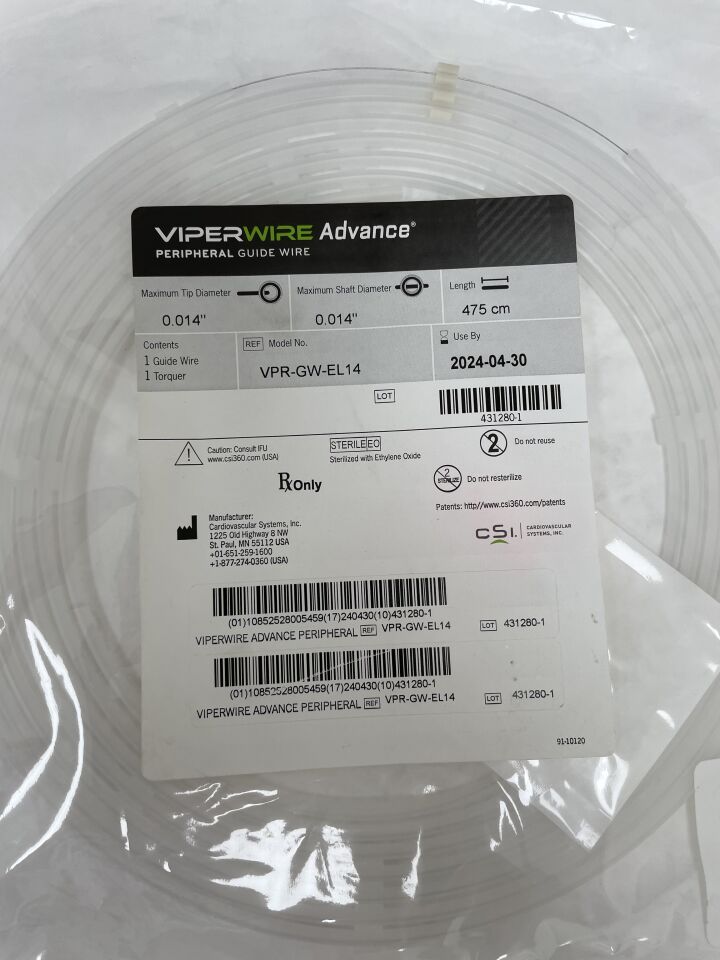 VPR-GW-EL14 - CSI - ViperWire Advance Peripheral Guidewire 0.014" x 475cm, (EA) - ( Expiry Date: 2025-02-28 )