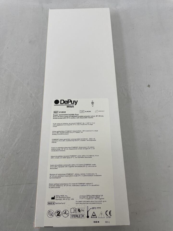 212032 - DEPUY - Super QuickAnchor Plus Anchor with 6 in. #2 Ethibond(CP-2) Suture, (BX/1) - ( Expiry Date: 2025-03-31 )