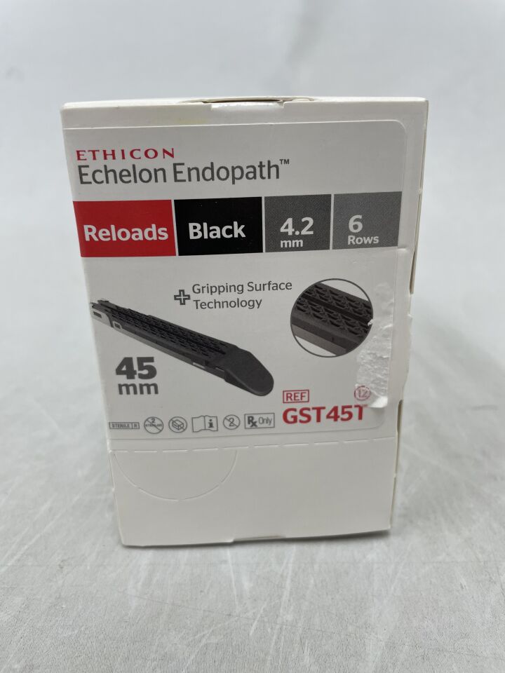 GST45T - ETHICON - Echelon Endopath Stapler Reload with Gripping Surface Technology, Black, 4.2 Open x 2.3 mm Closed Height, (BX/12) - ( Expiry Date: 2024-10-31 )