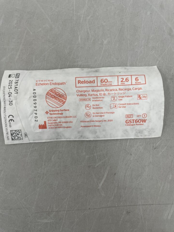 GST60W - ETHICON - Echelon Endopath Stapler Reload with Gripping Surface Technology, White, 2.6 Open x 1 mm Closed Height, (EA) - ( Expiry Date: 2025-04-30 )