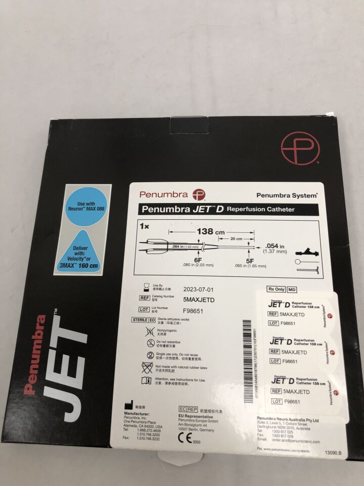 5MAXJETD - PENUMBRA - JET D Reperfusion Catheter, 138cm, 6F, 5F, .054in, (BX/1) - ( Expiry Date: 2025-02-09 )