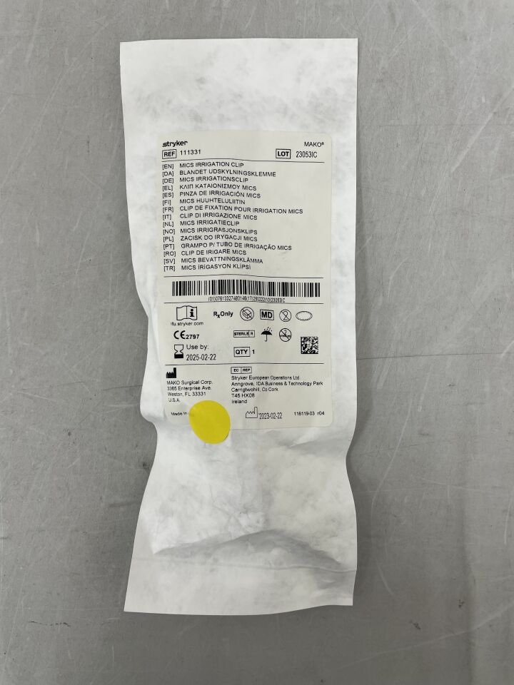 111331 - STRYKER - MAKO MICS Irrigation Clip, (EA) - ( Expiry Date: 2025-02-22 )