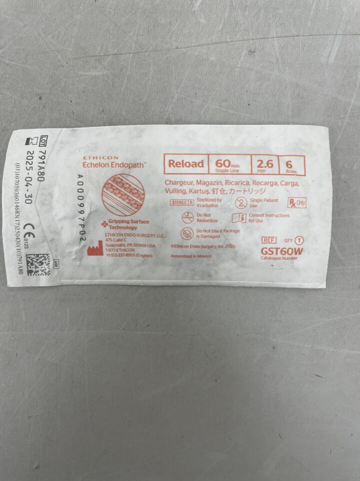 GST60W - ETHICON - Echelon Endopath Stapler Reload with Gripping Surface Technology, White, 2.6 Open x 1 mm Closed Height, (EA) - ( Expiry Date: 2025-04-30 )