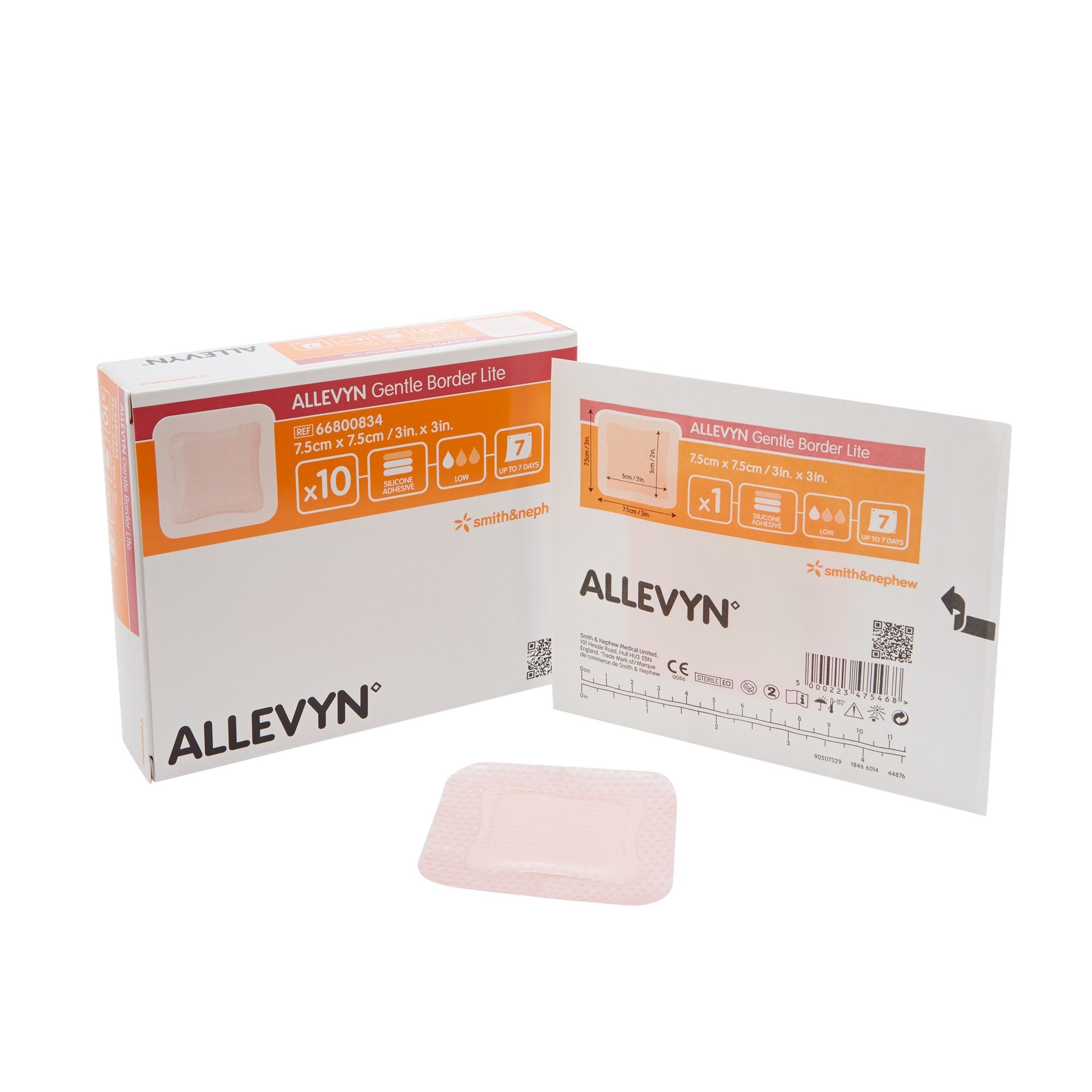 767990 - Allevyn - Allevyn Gentle Border Lite Thin Foam Dressing 3 X 3 Inch With Border Film Backing Silicone Gel Adhesive Square Sterile, 66800834, Case of 60, (CS)
