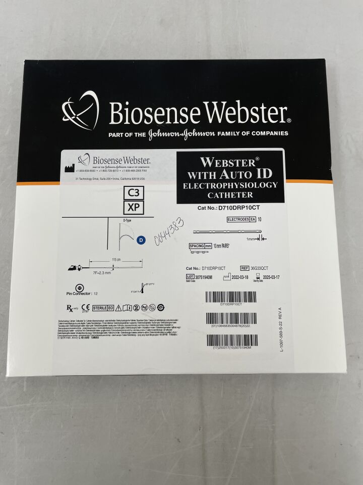 D710DRP10CT - BIOSENSE WEBSTER - Webster with Auto ID Electrophysiology Catheter, D Curve, 10 Electrodes, 2/8/2 7F, (BX/1) - ( Expiry Date: 2025-03-17 )