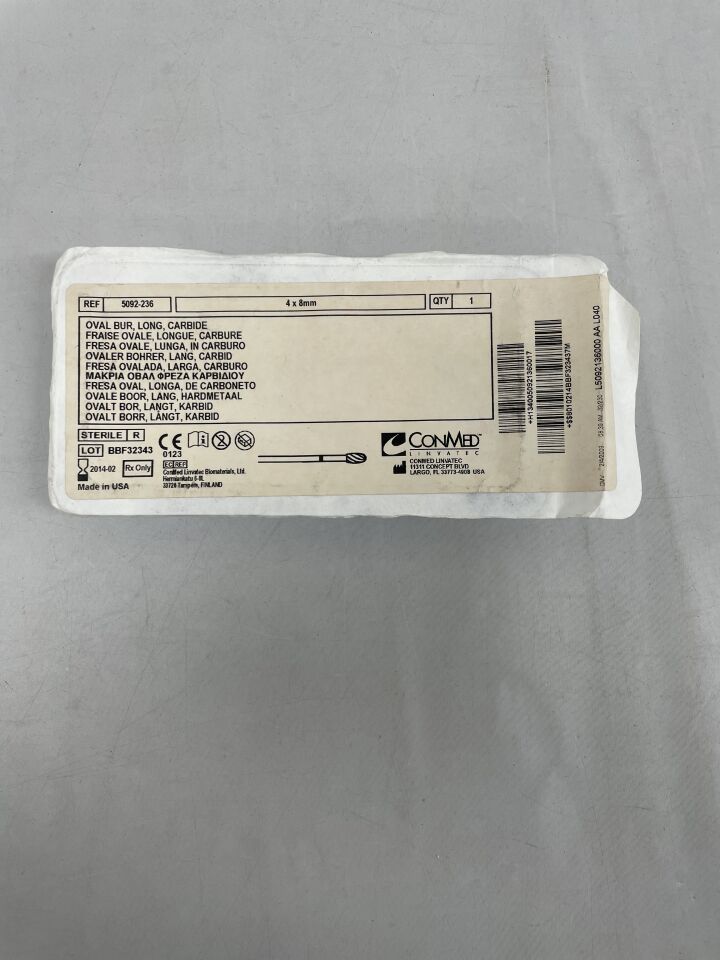 5092-236 - CONMED - Oval Fluted Burr, Long Grit, 4 dia. x 8 mm Head Length, (EA) - ( Expiry Date: 2024-10-01 )