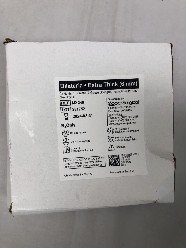 MX240 - COOPER SURGICAL - Dilateria, Extra Thick, 6mm, (BX/1) - ( Expiry Date: 2024-08-31 )